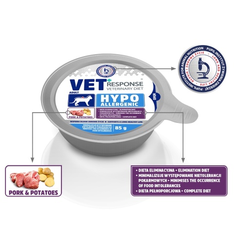 VET RESPONSE Veterinary Diet Hypoallergenic Cat 4 x 85 g – mokra karma weterynaryjna dla kota z wieprzowiną