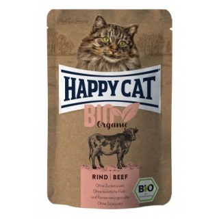 Happy Cat All Meat Bio Rind – karma mokra dla dorosłych kotów, wołowina organiczna, 85 g, saszetka