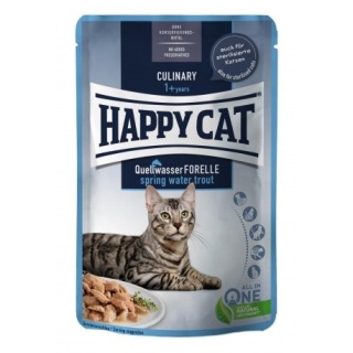 Happy Cat Culinary Meat in Sauce Spring Water Trout Pstrąg Kurczak– mokra karma dla dorosłych kotów, 85 g, saszetka