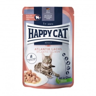 Happy Cat Culinary Meat in Sauce Atlantic Salmon – mokra karma dla kotów dorosłych, łosoś atlantycki, 85 g, saszetka