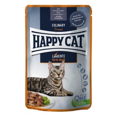 Happy Cat Culinary Meat in Sauce Farm Duck – mokra karma dla dorosłych kotów, 85 g, saszetka