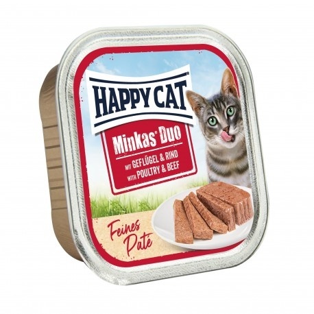 Happy Cat Minkas Duo Geflügel & Rind – mokra karma dla kota, drób i wołowina, 100 g, miseczka