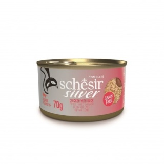 Schesir Silver – Kurczak z kaczką, mus + filety, 70 g