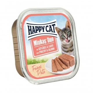 Happy Cat Minkas Duo Geflügel & Lachs – mokra karma dla kota, kurczak i łosoś, 100 g, miseczka
