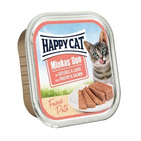 Happy Cat Minkas Duo Geflügel & Lachs – mokra karma dla kota, kurczak i łosoś, 100 g, miseczka