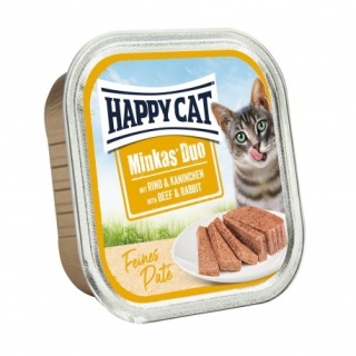 Happy Cat Minkas Duo Rind & Kaninchen – mokra karma dla kota, wołowina i królik, 100 g, miseczka