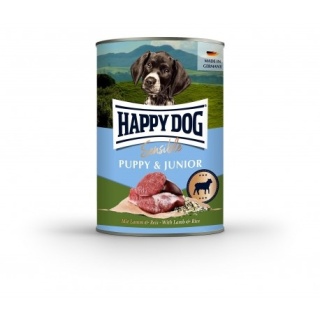 Happy Dog Sensible Puppy & Junior – mokra karma dla szczeniąt i młodych psów, jagnięcina i ryż, 400 g puszka