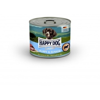 Happy Dog Sensible Puppy & Junior – mokra karma dla szczeniąt i młodych psów, jagnięcina i ryż, 200 g puszka