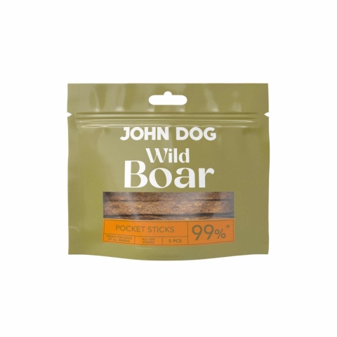 John Dog Wild Pocket Sticks Dzik 5 szt. – hipoalergiczne, bezglutenowe przysmaki treningowe dla psa z dziczyzny