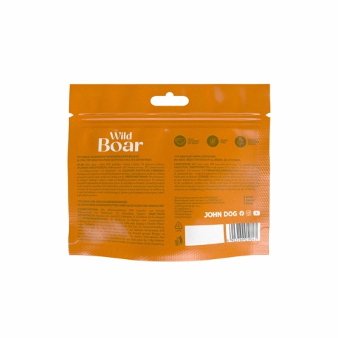 John Dog Wild Pocket Sticks Dzik 5 szt. – hipoalergiczne, bezglutenowe przysmaki treningowe dla psa z dziczyzny