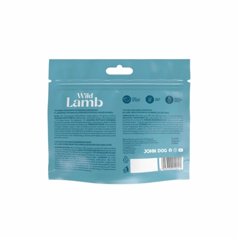 John Dog Wild Pocket Sticks Jagnięcina 5 szt. – hipoalergiczne, bezglutenowe przysmaki treningowe dla psa z jagnięciny