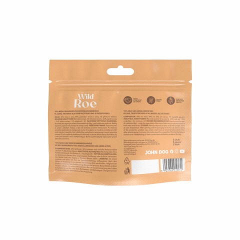 John Dog Wild Pocket Sticks Sarna 5 szt. - hipoalergiczne, bezglutenowe przysmaki treningowe dla psa z jagnięciny