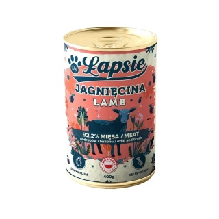 ŁAPSIE Adult – Karma mokra monobiałkowa dla psa z jagnięciną i śliwką 400 g