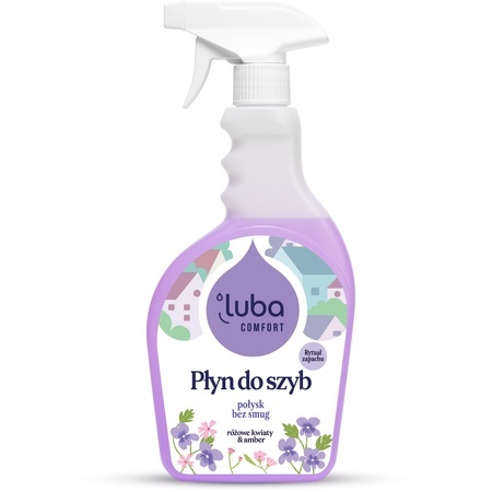 Luba Comfort Perfumowany Płyn do Szyb 500 ml Różowe Kwiaty & Amber – Krystaliczna Przejrzystość i Zmysłowy Blask