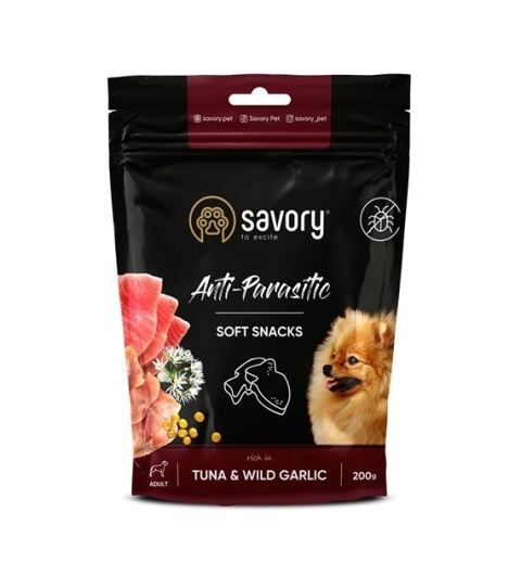 SAVORY DOG SOFT SNACK ANTI-PARASITE TUNA 200 G – Miękkie, zdrowe przysmaki przeciw pasożytom!