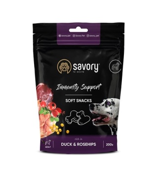 SAVORY DOG SOFT SNACK IMMUNE SUPPORT DUCK 200 G – Naturalne wsparcie odporności Twojego psa