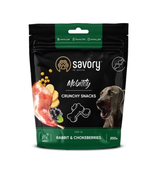 SAVORY DOG CRUNCHY SNACK MOBILITY RABBIT 200 G – Chrupiące wsparcie dla stawów i kości Twojego psa!