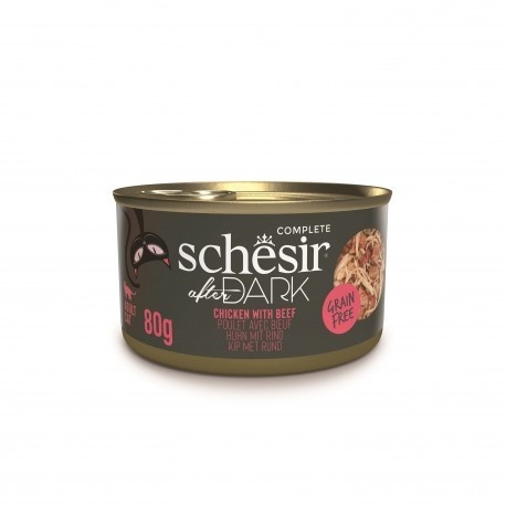 Schesir After Dark –Karma mokra dla kota - Filety z kurczaka w bulionie wołowym, 80 g, puszka