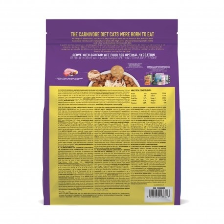 Schesir Born Carnivore – Karma sucha dla kotów dorosłych, Kurczak i Śledź z Łososiem, 255 g