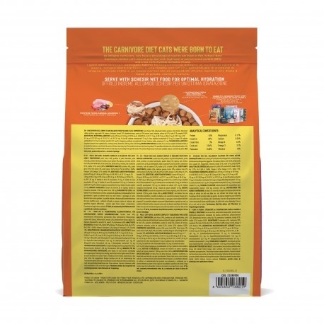 Schesir Born Carnivore – Karma sucha dla kotów dorosłych, Kurczak z jajkiem, 255 g