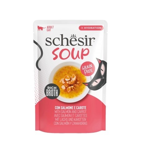 Schesir Soup – Zupa dla kota Łosoś z marchewką w bulionie 40 g