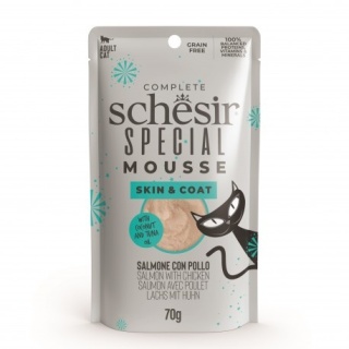 Schesir Special Mousse Skin&Coat – Łosoś z Kurczakiem, 70 g (saszetka)