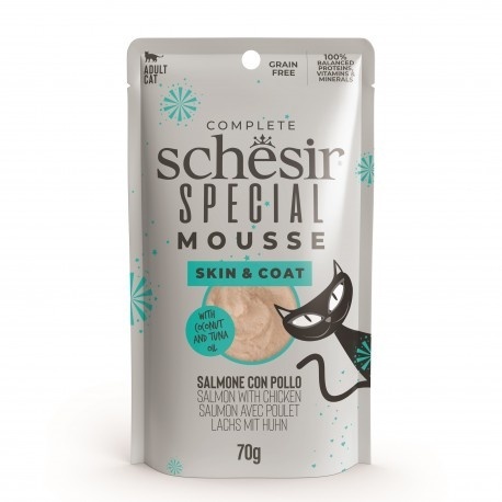 Schesir Special Mousse Skin&Coat – Łosoś z Kurczakiem, 70 g (saszetka)