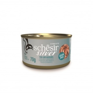 Schesir Silver – karma mokra dla kota - Filety Tuńczyk i Makrela, 70 g, puszka
