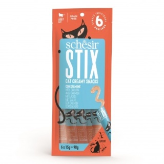 Schesir Stix – Kremowy przysmak dla kota Schesir Stix – Łosoś, 6x15 g (saszetki)