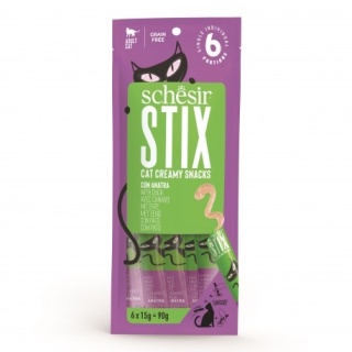 Schesir Stix – Kremowy przysmak dla kota Kaczka, 6x15 g (saszetki)