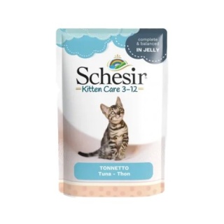 Schesir Kitten Care 3–12 – Tuńczyk w galaretce, 85 g (saszetka)