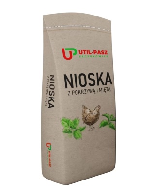 UTIL-PASZ – 10kg – Pełnoporcjowa mieszanka paszowa dla kur niosek z pokrzywą i miętą