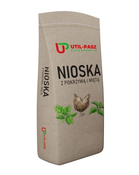 UTIL-PASZ – 25kg – Pełnoporcjowa mieszanka paszowa dla kur niosek z pokrzywą i miętą
