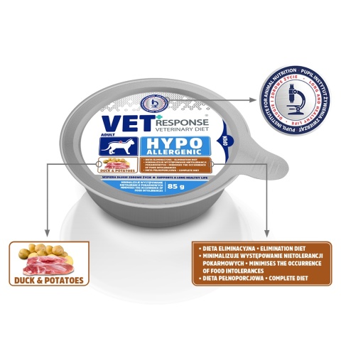 ET RESPONSE Veterinary Diet Hypoallergenic Cat 4 x 85 g – mokra karma weterynaryjna dla kota z kaczką