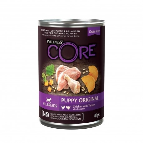 Wellness CORE Puppy Original, karma mokra dla szczeniąt, kurczak, indyk i dynia, 400 g, puszka