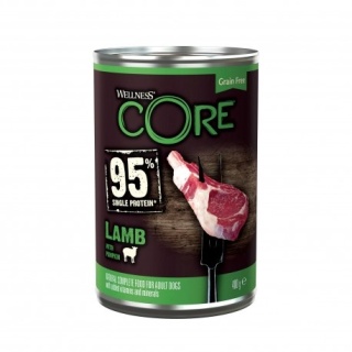 Wellness CORE 95% Single Protein, karma mokra dla psów dorosłych, jagnięcina z dynią, 400 g, puszka