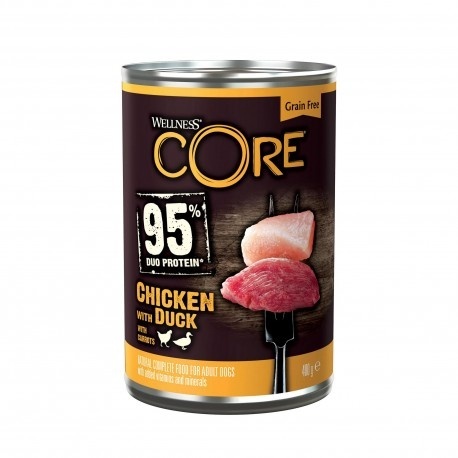 Wellness CORE 95% Duo Protein, karma mokra dla psów dorosłych, kurczak i kaczka, 400 g, puszka