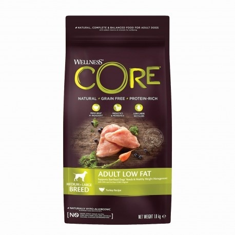 Wellness CORE Medium-Large Breed Adult Low Fat 1,8 kg – sucha karma z indykiem dla dorosłych psów średnich i dużych ras
