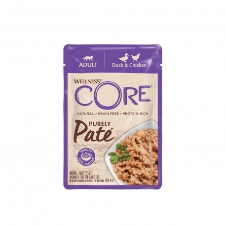Wellness Core Purely Paté, karma mokra, dla dorosłych kotów, kaczka i kurczak, 85 g, saszetka