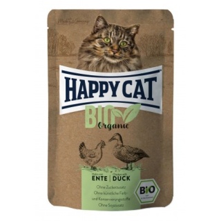 Bio Organic, mokra karma dla dorosłych kotów – Happy Cat All Meat Bio Huhn mit Ente (Kurczak z Kaczką), 85 g, saszetka